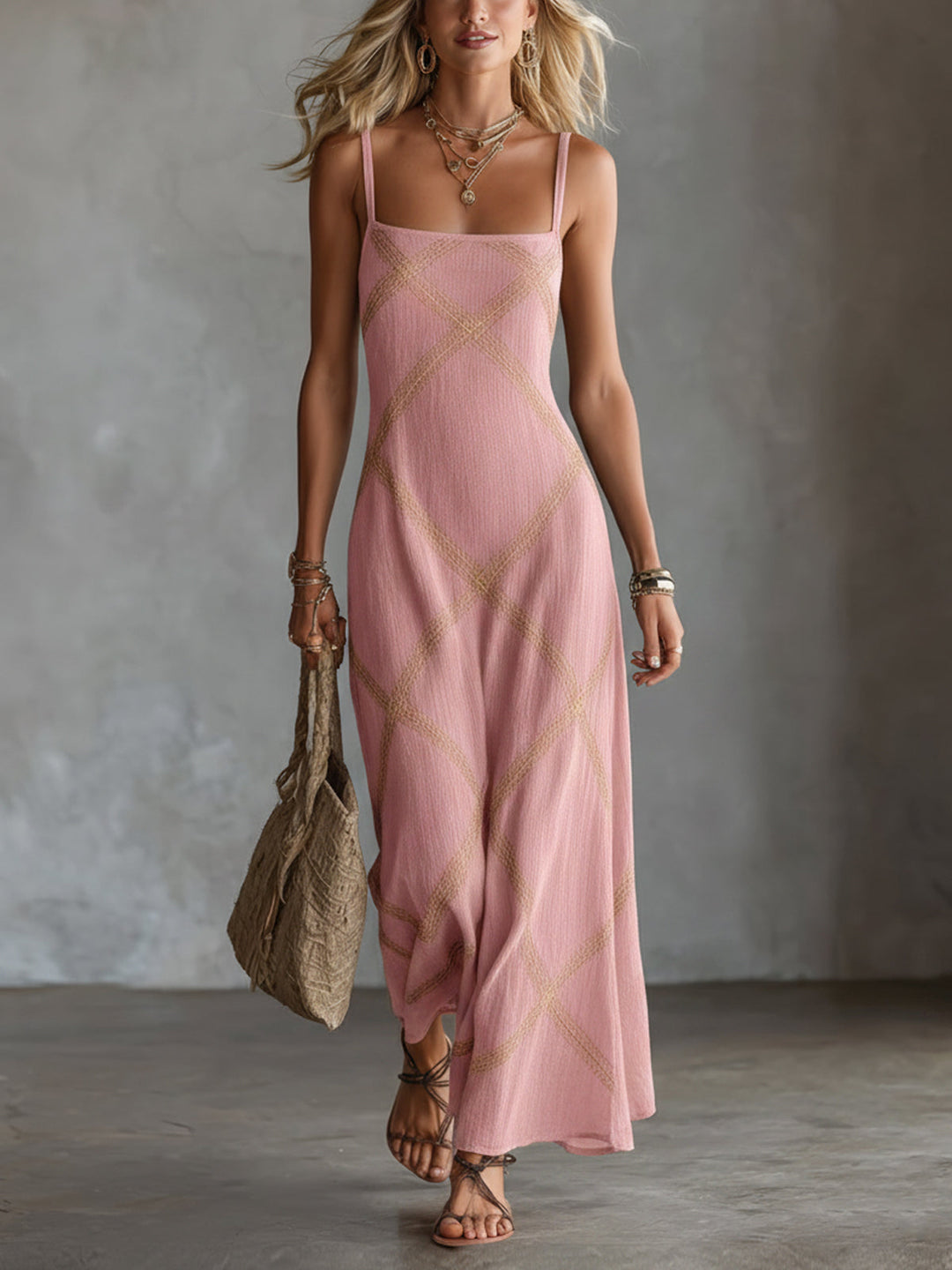 Vittoria – Vestido Geométrico Negro Camello