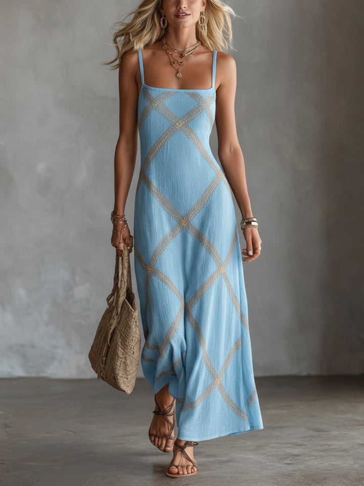 Vittoria – Vestido Geométrico Negro Camello