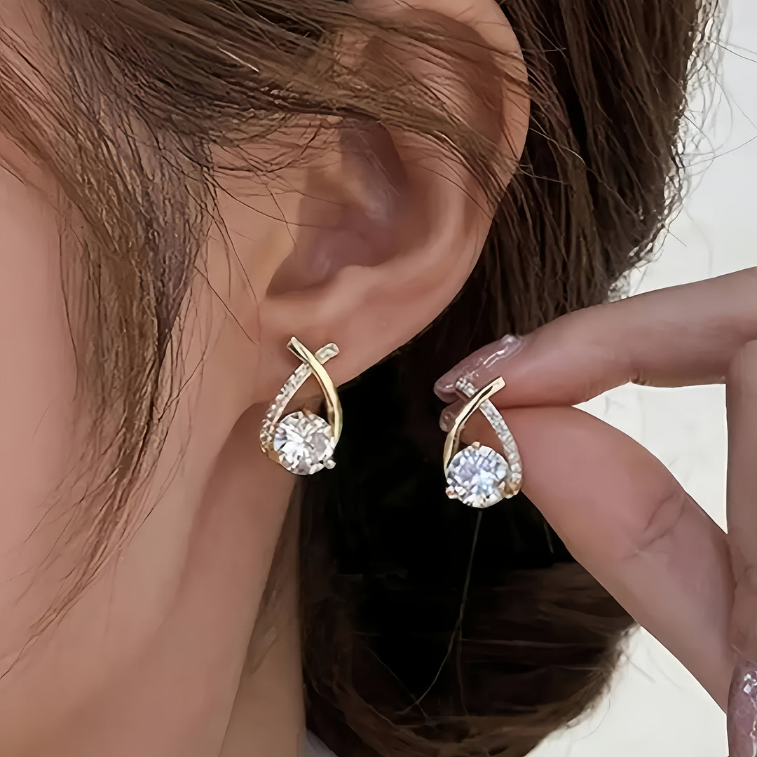 Pendientes con cruz de oro y zirconia