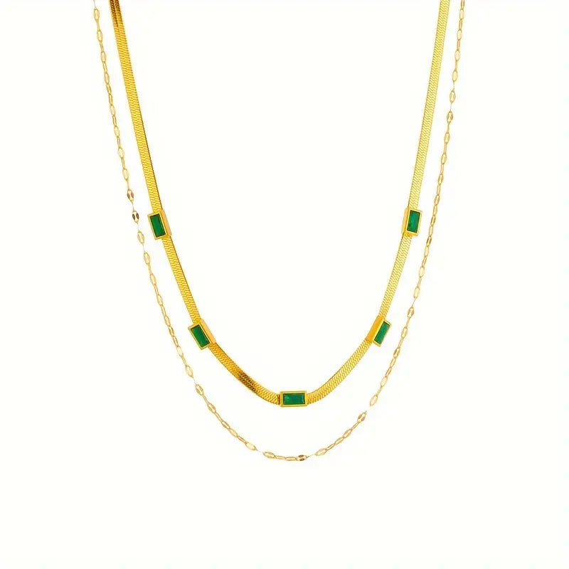 Collar Sorella Gem Doble Capa Retro Dorado