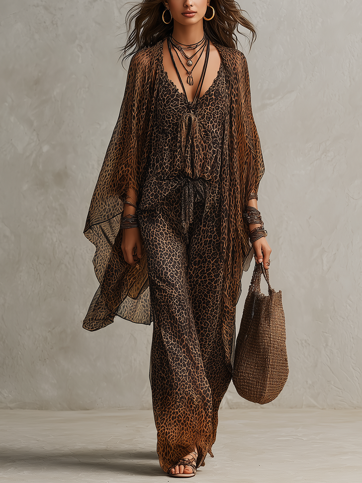 Conjunto Luxe 3 piezas Boho Leopardo