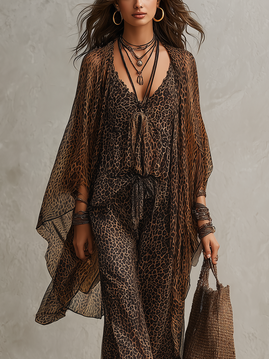 Conjunto Luxe 3 piezas Boho Leopardo