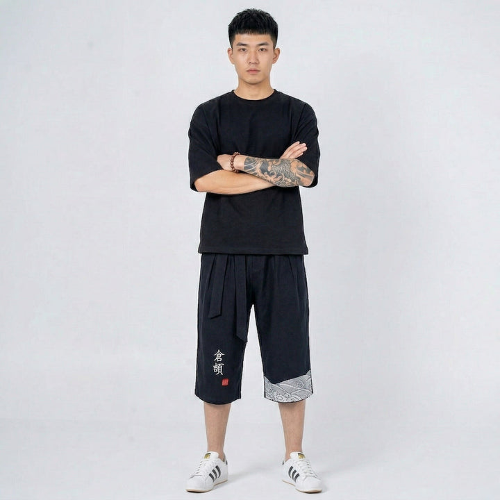 Taro - Pantalón cropped cómodo japonés