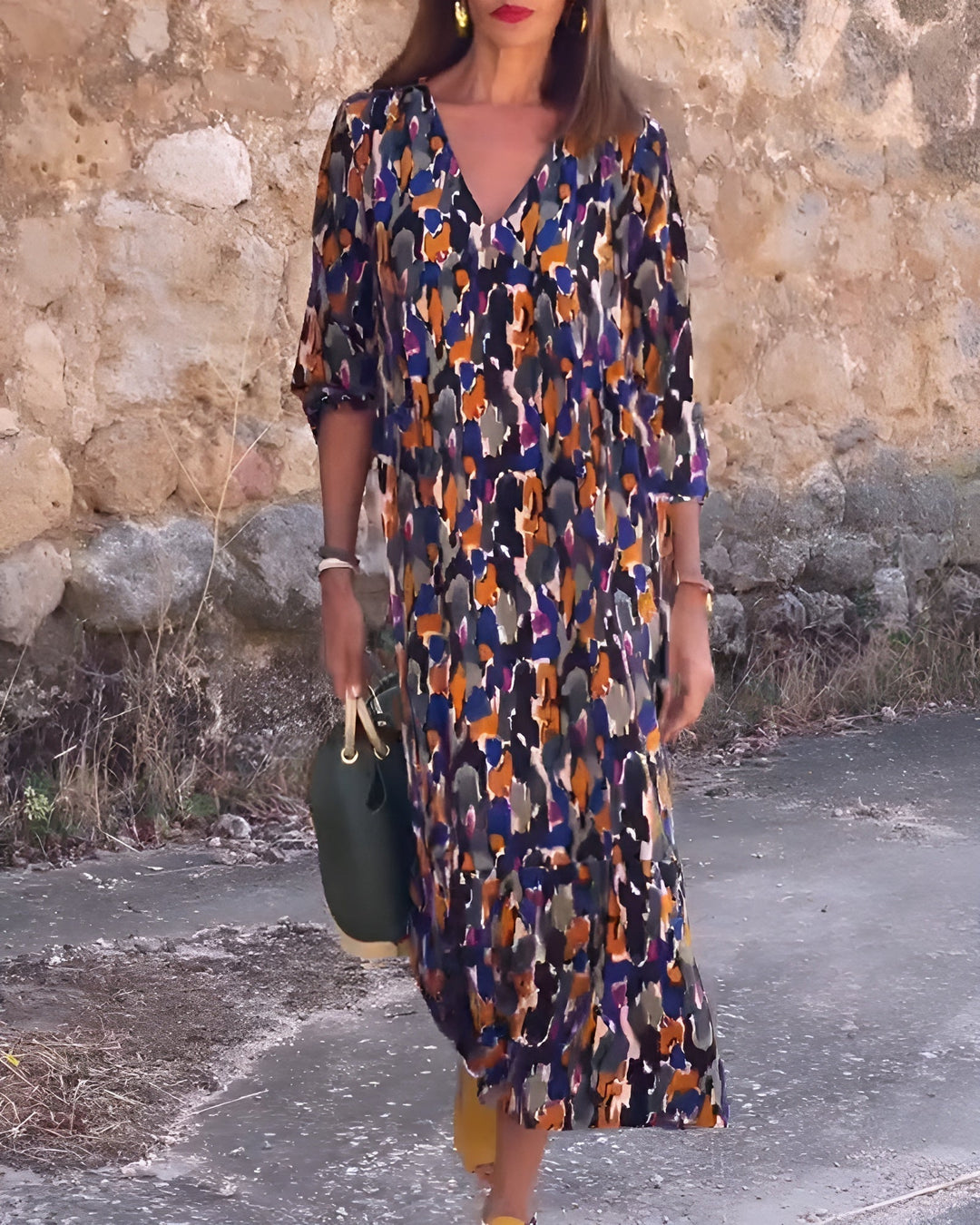 Anaëlle™ | Vestido Retro Impreso con Escote en V