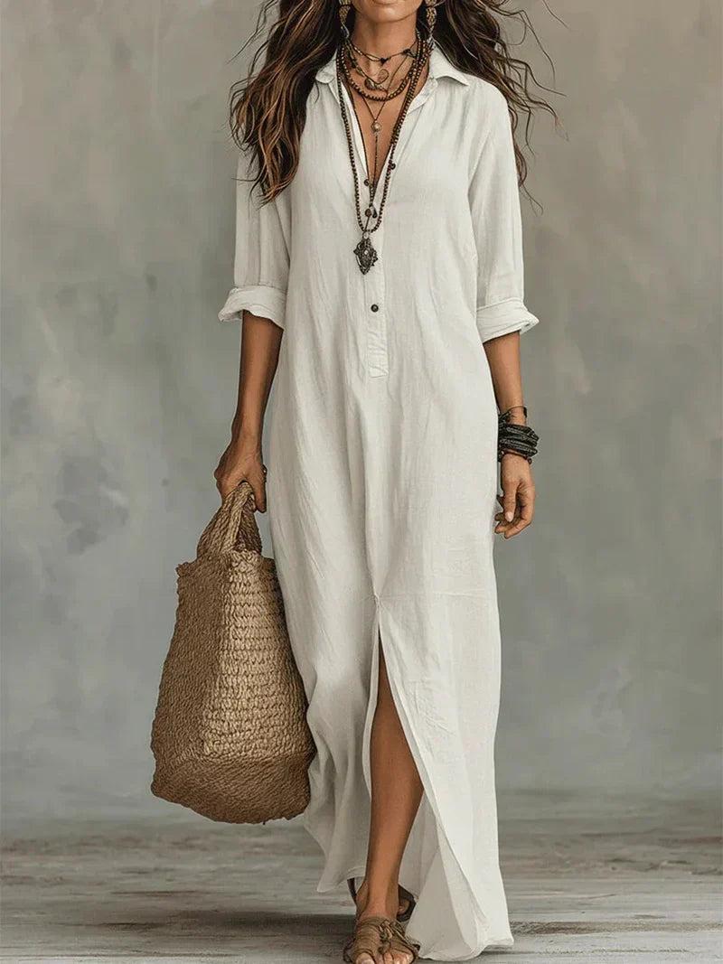 Céline™ | Vestido Maxi Amplio con Botones