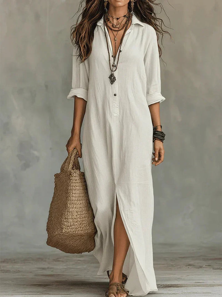 Céline™ | Vestido Maxi Amplio con Botones