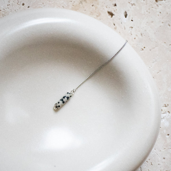 Pendientes threader en filigrana con Jaspe Dalmatien – Plata de Ley 925, hecho a mano