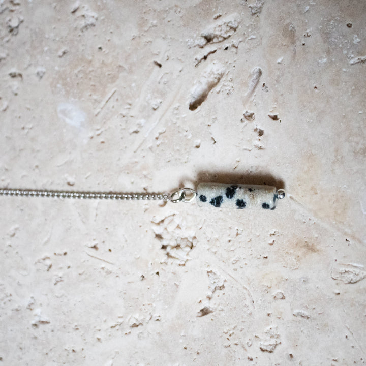 Pendientes threader en filigrana con Jaspe Dalmatien – Plata de Ley 925, hecho a mano