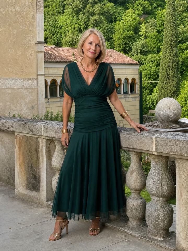Calen | Vestido Midi Casual con Hombros Descubiertos