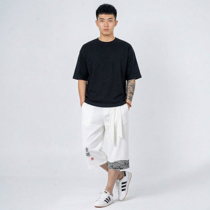 Taro - Pantalón cropped cómodo japonés