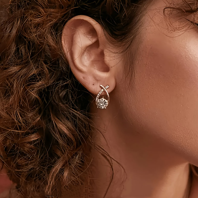 Pendientes con cruz de oro y zirconia
