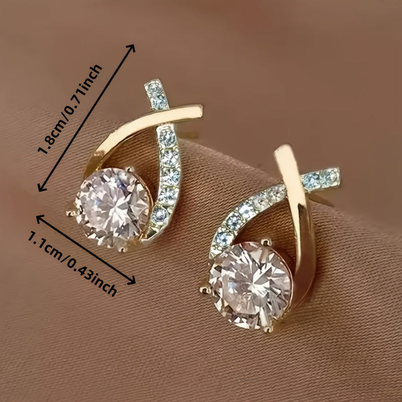 Pendientes con cruz de oro y zirconia