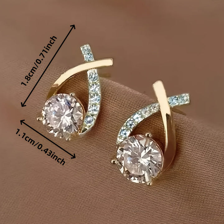 Pendientes con cruz de oro y zirconia
