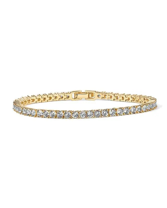 Pulsera de Tenis de Oro con Cristales Brillantes