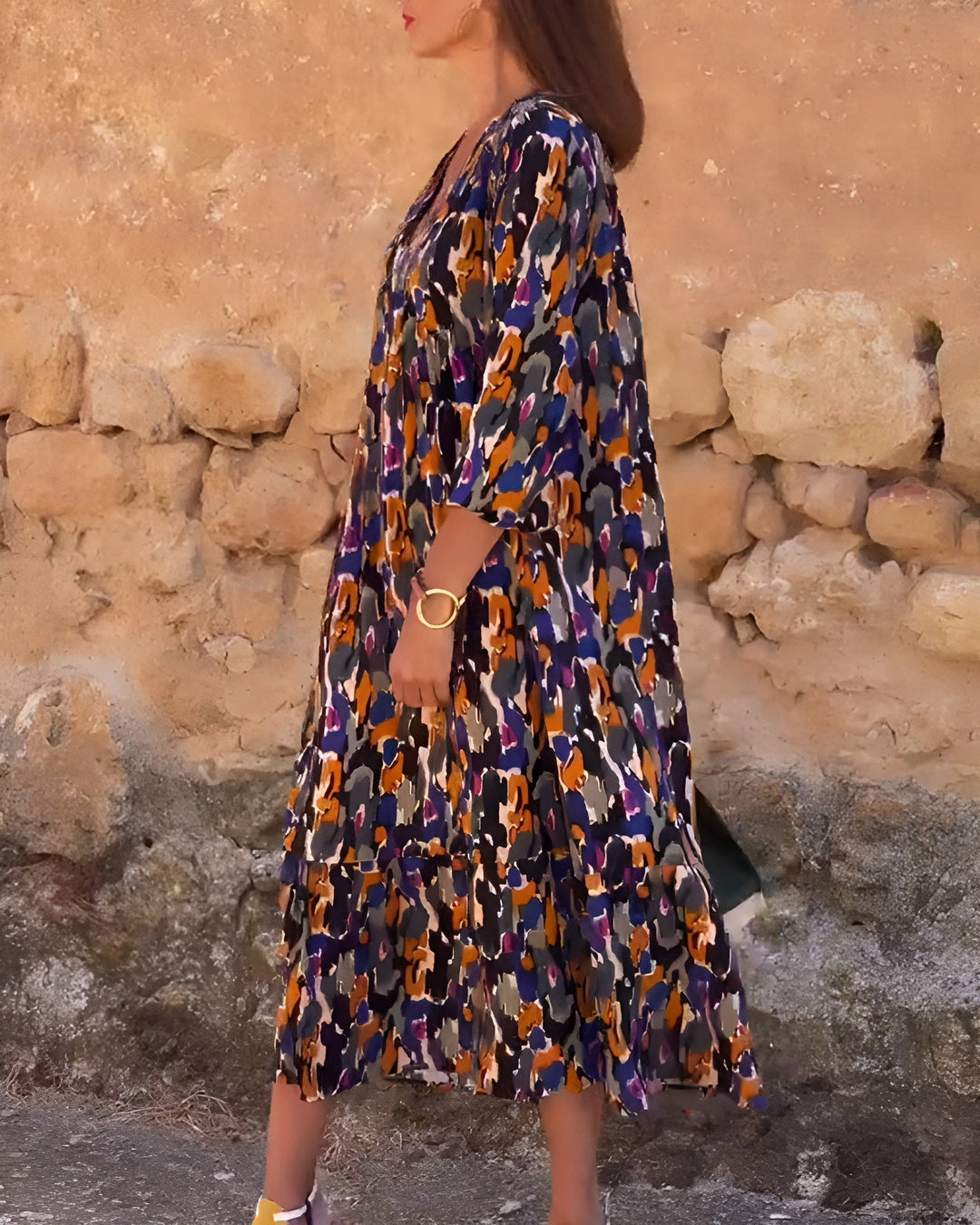 Anaëlle™ | Vestido Retro Impreso con Escote en V