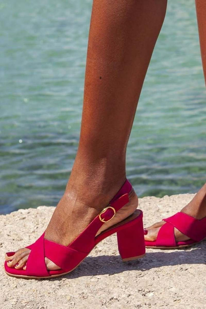 Sandalias Céliane azul celeste con tacón ancho