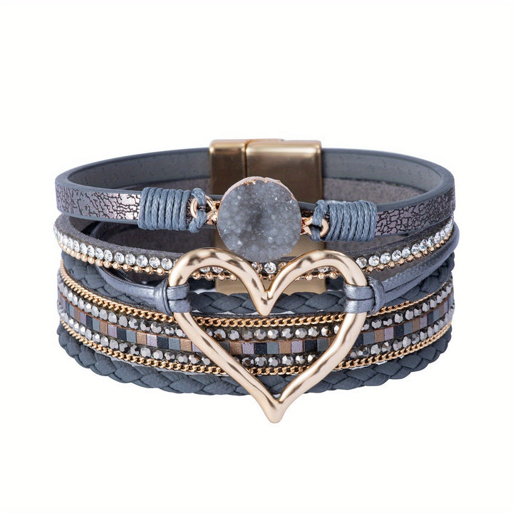 Pulsera de Cuero Multicapa Boho