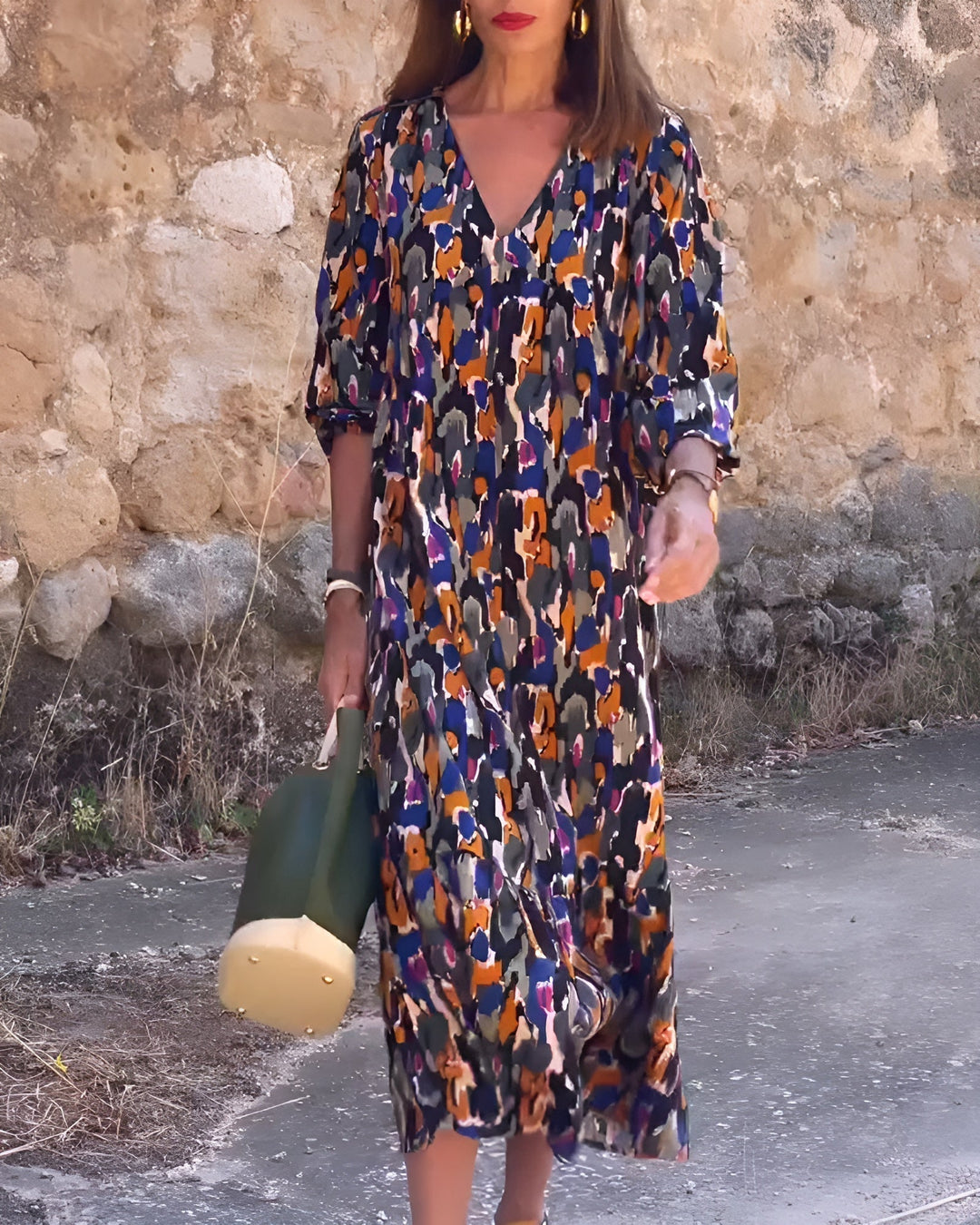 Anaëlle™ | Vestido Retro Impreso con Escote en V