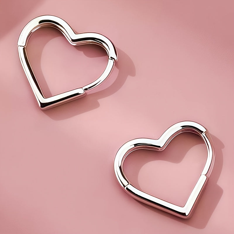 Pendientes en forma de corazón dorado de acero inoxidable