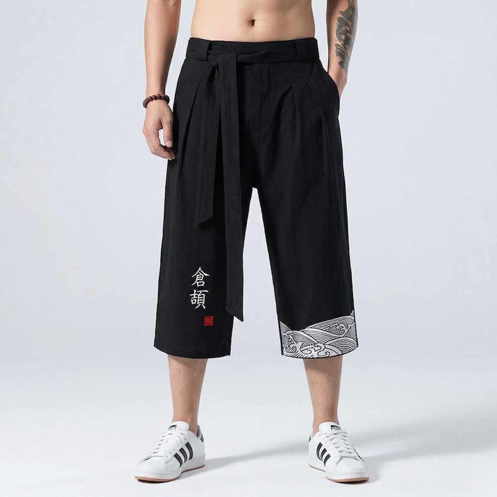 Taro - Pantalón cropped cómodo japonés