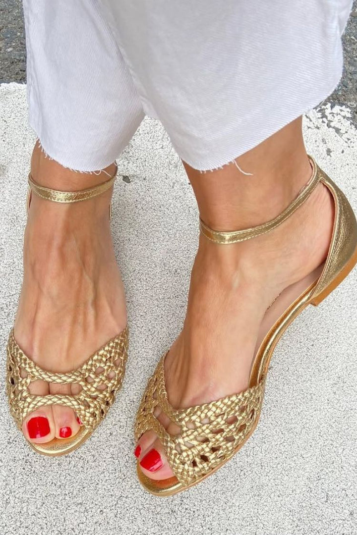 Isadora | Sandalias Trenzadas Doradas
