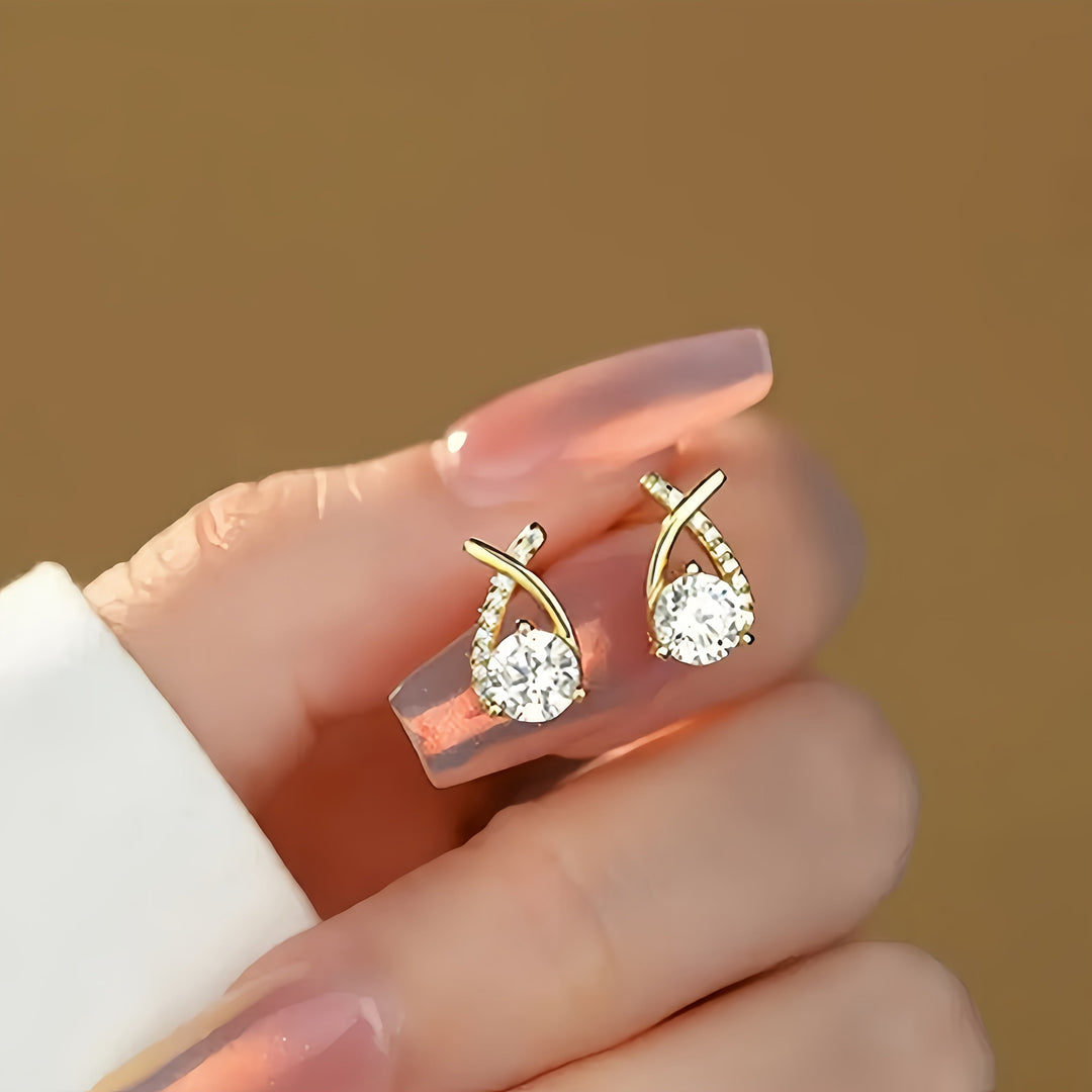Pendientes con cruz de oro y zirconia