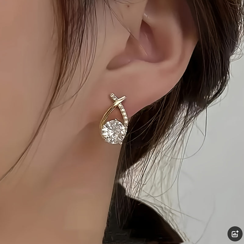 Pendientes con cruz de oro y zirconia