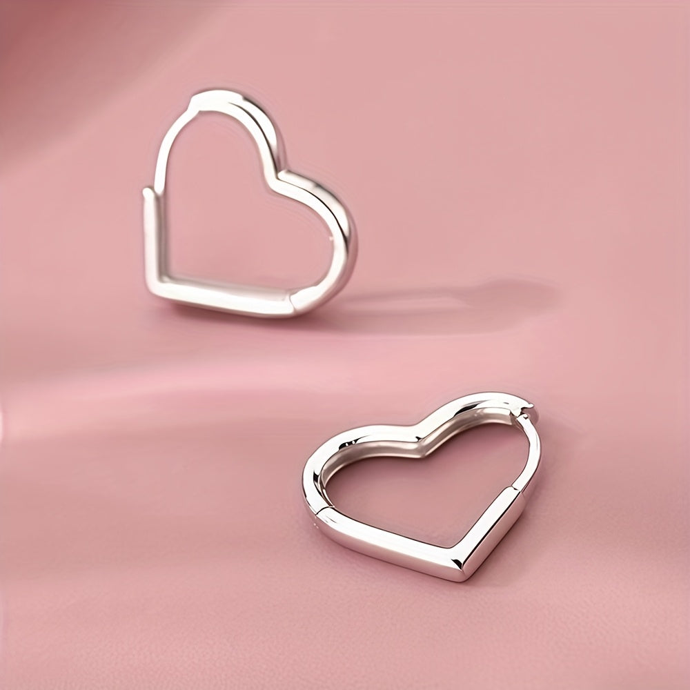 Pendientes en forma de corazón dorado de acero inoxidable