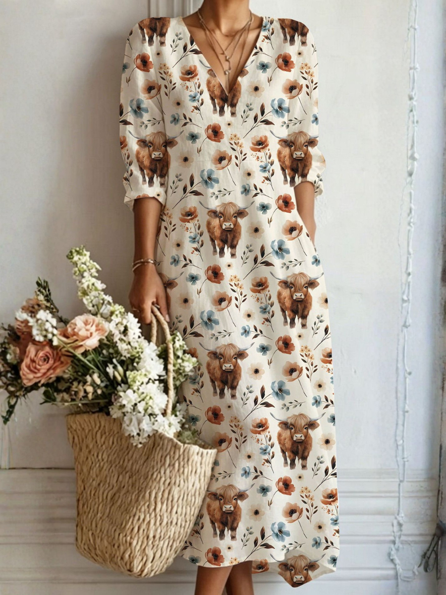 Susana | Vestido largo con un estampado cálido