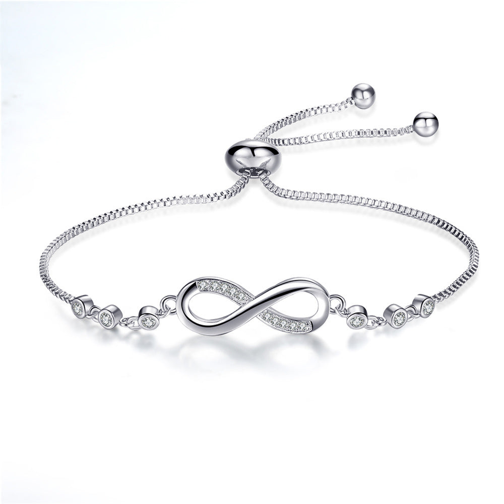 Pulsera ajustable chic en oro rosa en forma de símbolo del infinito