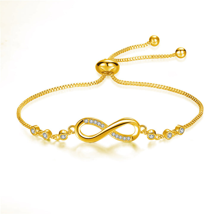 Pulsera ajustable chic en oro rosa en forma de símbolo del infinito