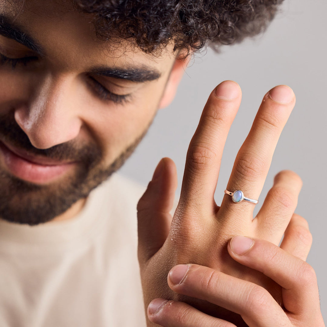Anillo de Plata Esterlina 925 con Ópalo Etíope Natural