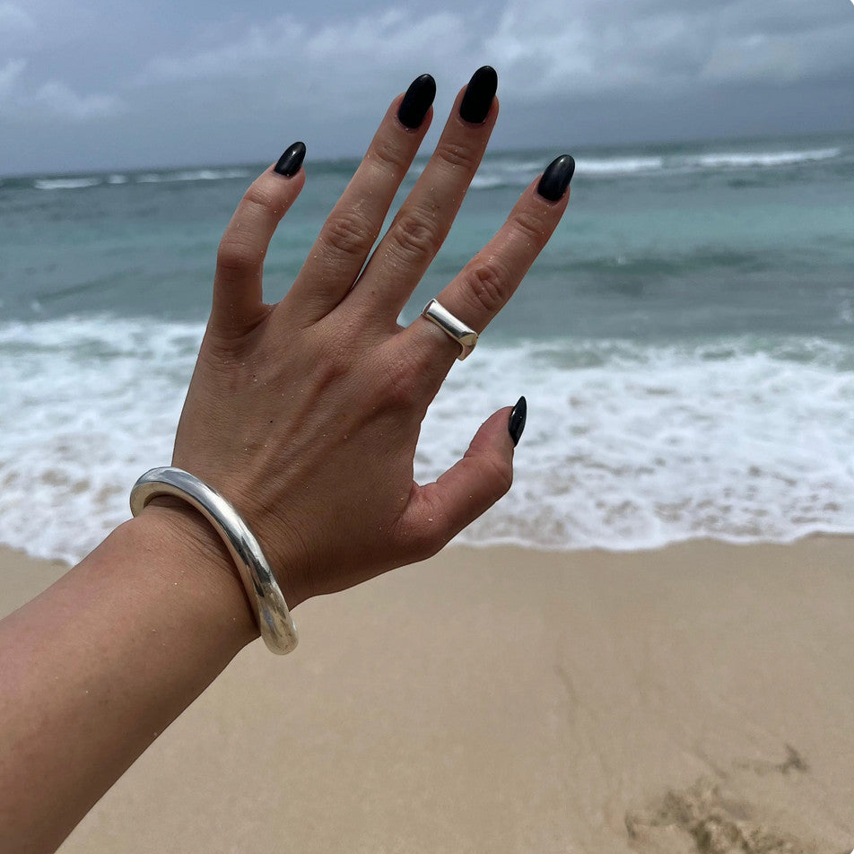Anillo asimétrico de plata esterlina maciza 925 – hecho a mano