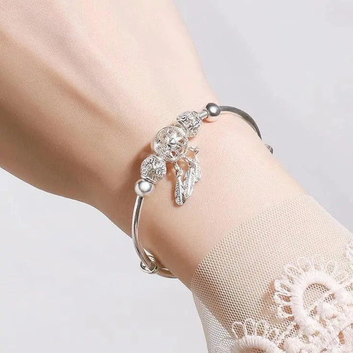 Pulsera Sensorial de Sueños Rígida en Plata