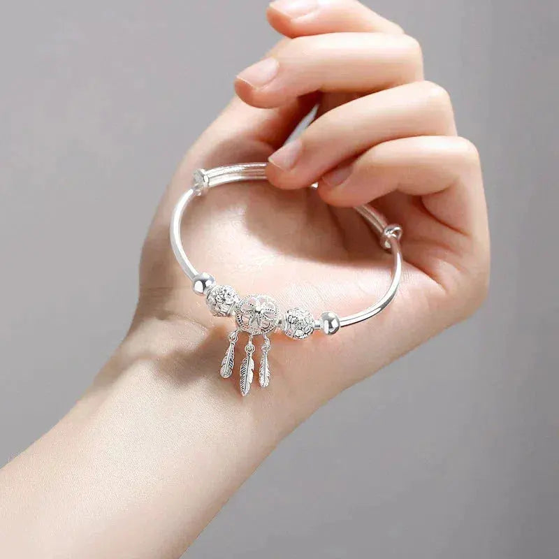 Pulsera Sensorial de Sueños Rígida en Plata