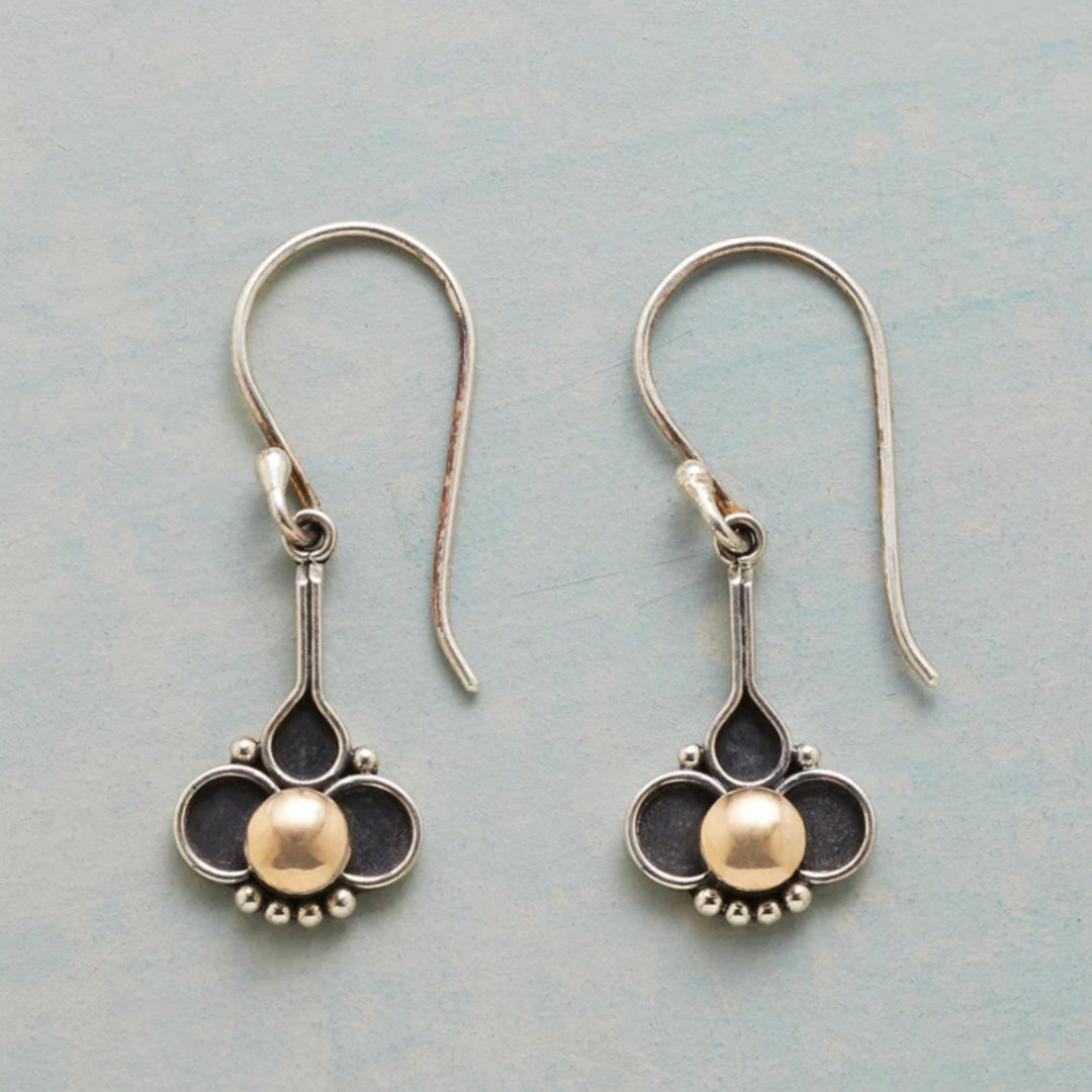 Pendientes Boho Trébol con Perlas de Oro