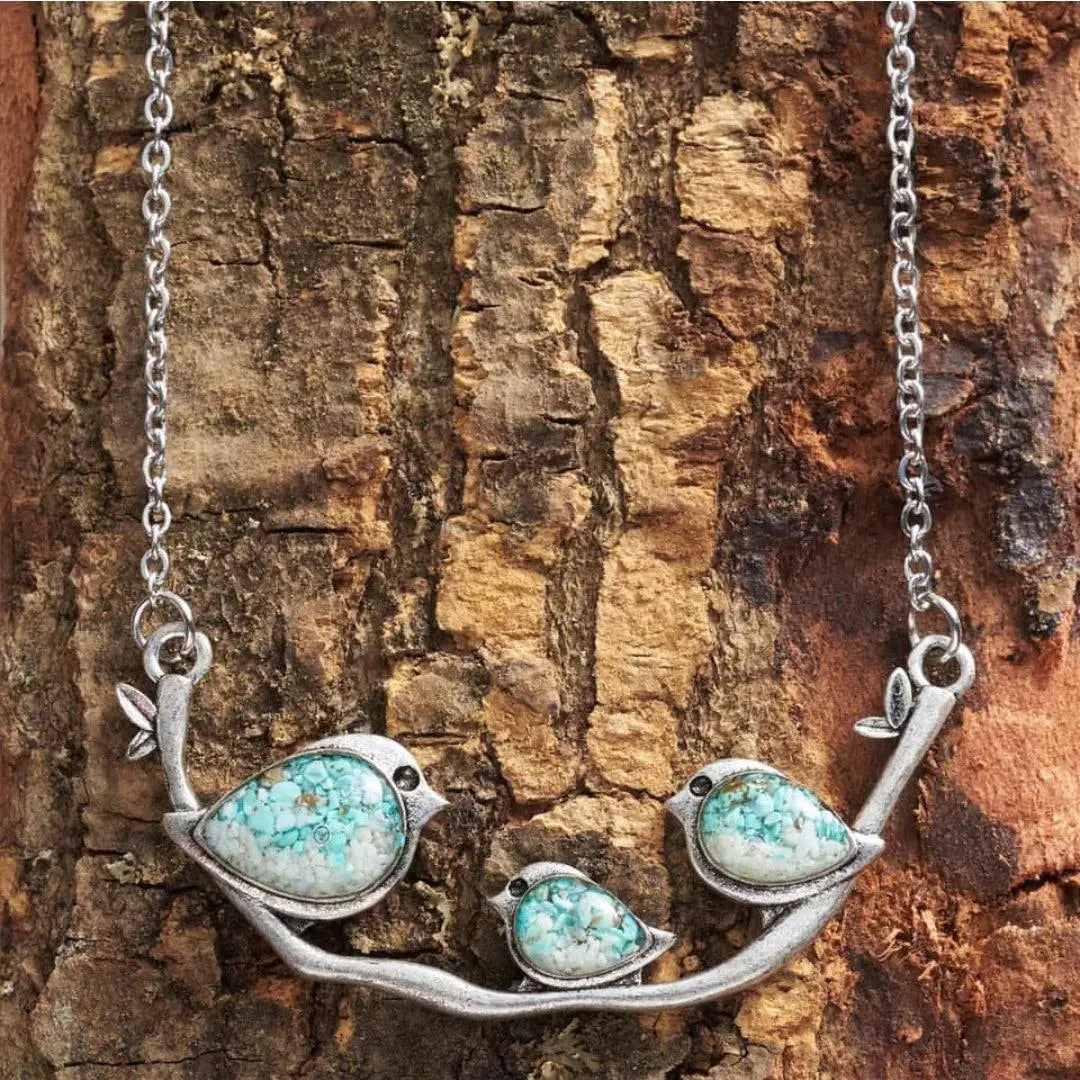 Collar Vintage con Pájaros de Plata