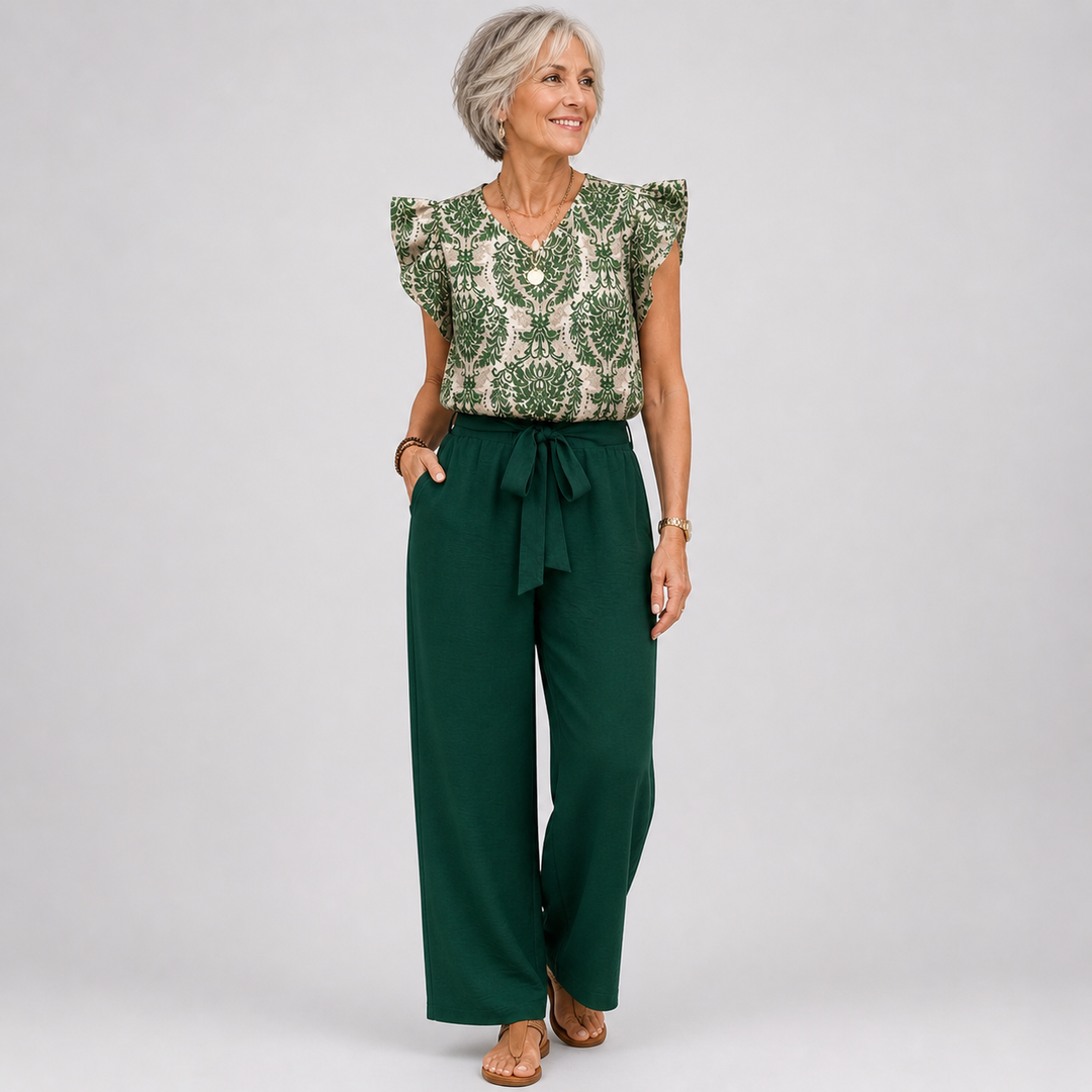 Amelia | Elegante Conjunto de Dos Piezas Paisley