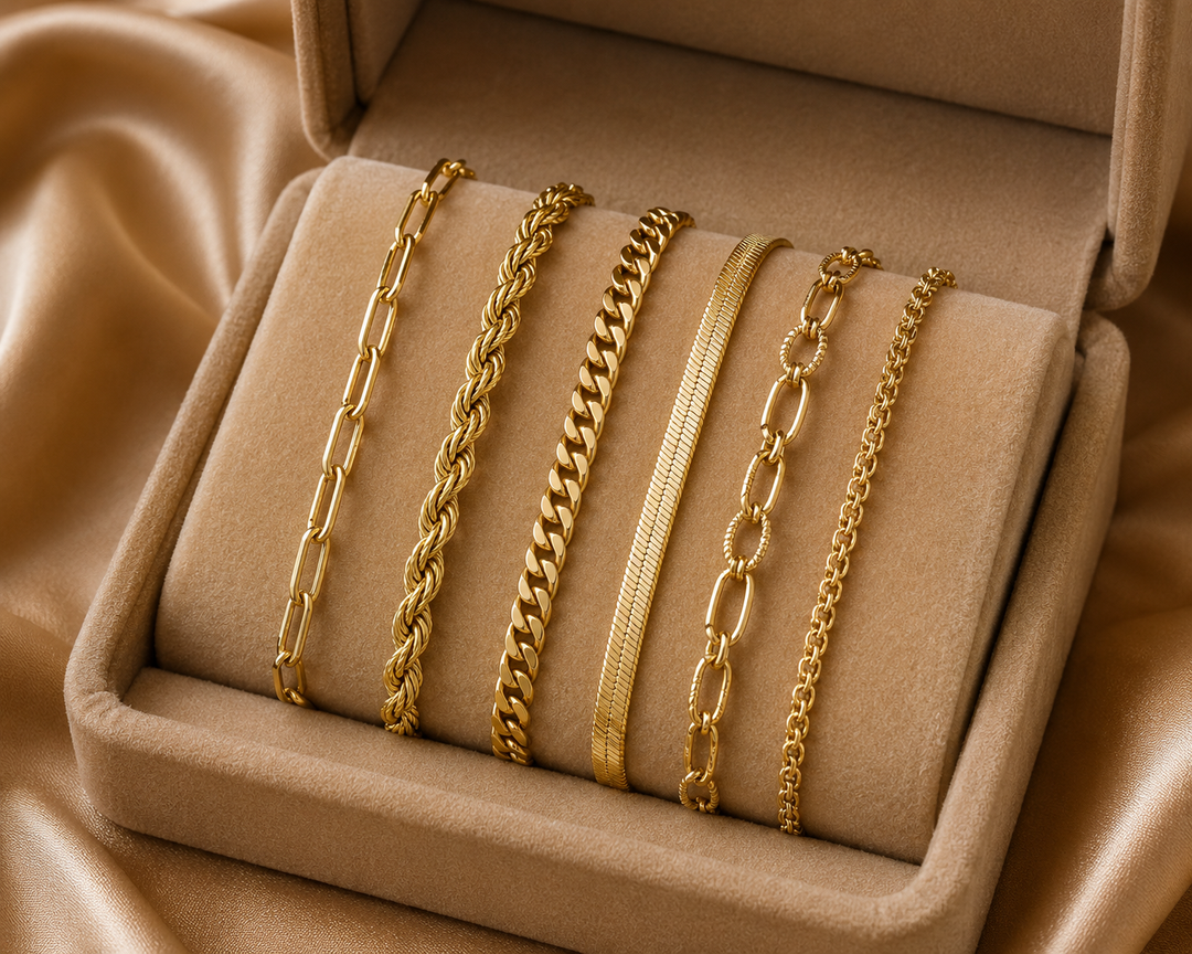 Conjunto de Pulseras de Oro Mila
