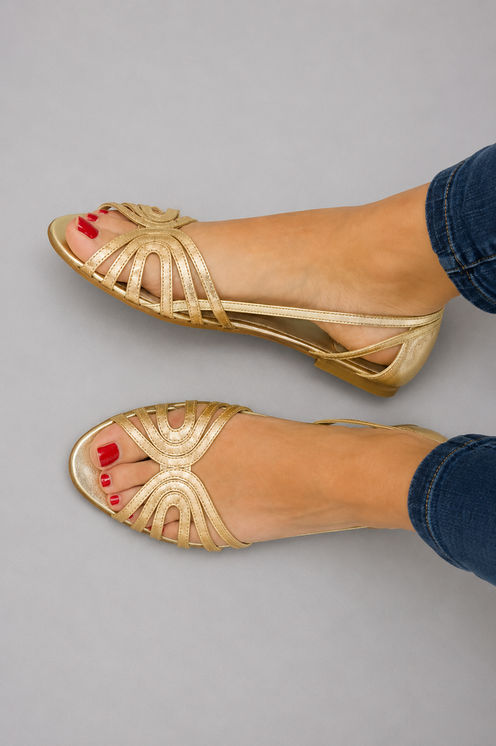 Sandalias doradas Eléonore con finas tiras