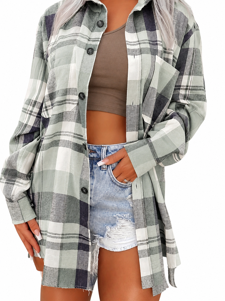 Elena | Sobrecamisa de cuadros con botones