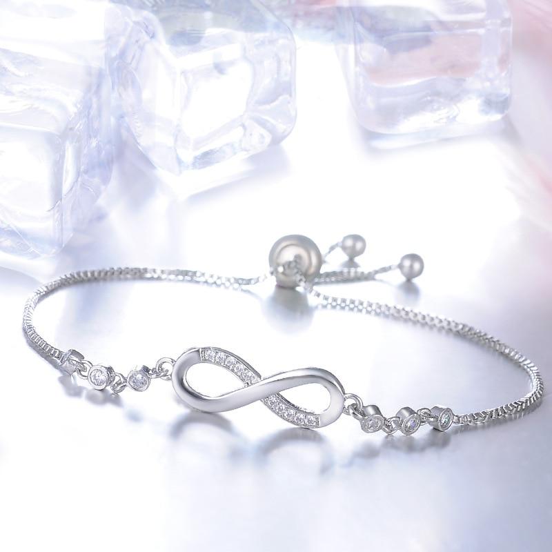 Pulsera ajustable chic en oro rosa en forma de símbolo del infinito