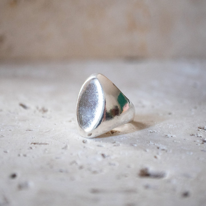 Gran anillo de sello ovalado en plata esterlina 925 | Anillo de sello en forma de ojo, hecho a mano