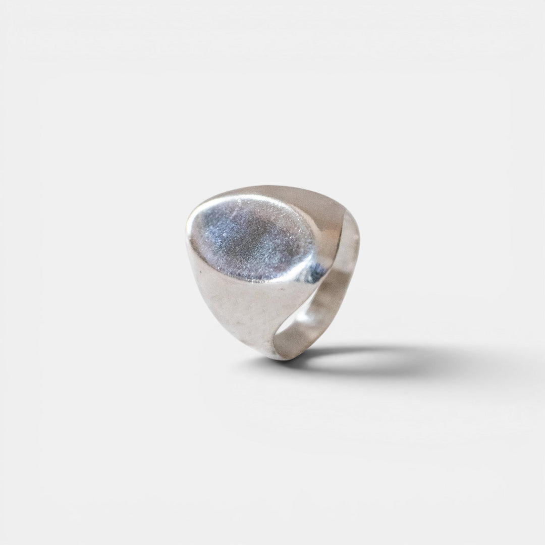 Gran anillo de sello ovalado en plata esterlina 925 | Anillo de sello en forma de ojo, hecho a mano