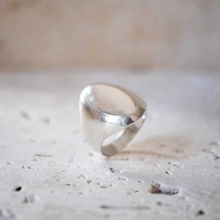 Gran anillo de sello ovalado en plata esterlina 925 | Anillo de sello en forma de ojo, hecho a mano