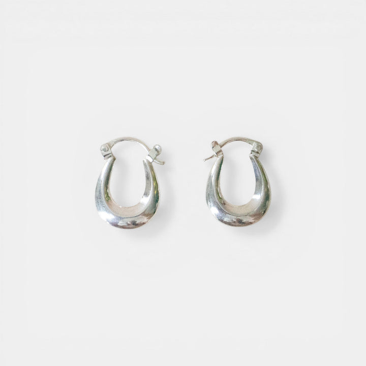 Aros Pequeños Chunky - Pendientes Ovalados de Plata 925