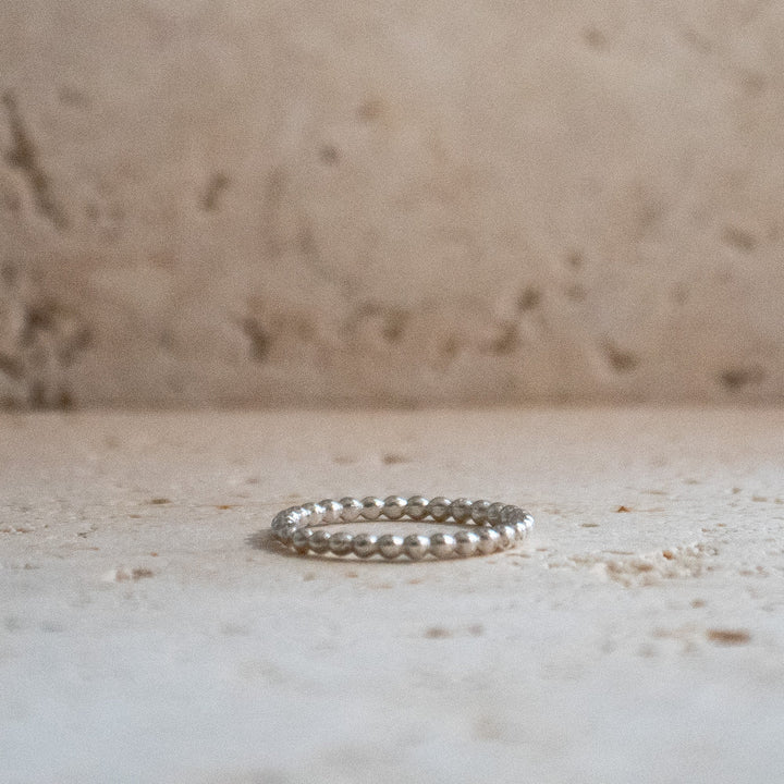 Anillo de bolas en plata esterlina 925 - Anillo apilable de bolas hechas a mano