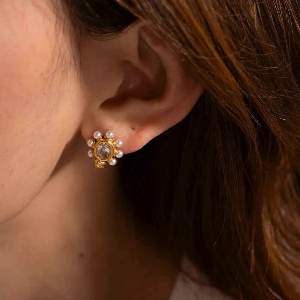 Pendientes de Oro Fino con Perla