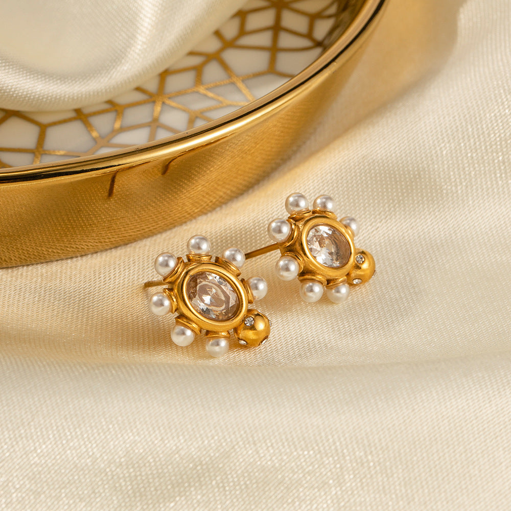Pendientes de Oro Fino con Perla