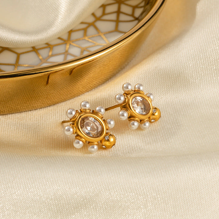 Pendientes de Oro Fino con Perla